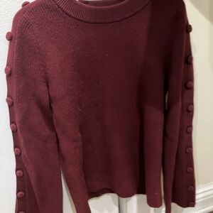 Sezane Burgundy Sweater with Button Details